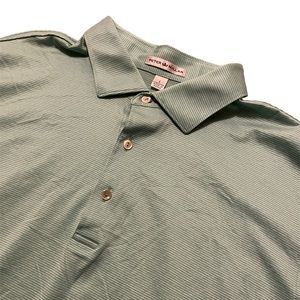 Peter Millar Polo Size Large Green White Mens